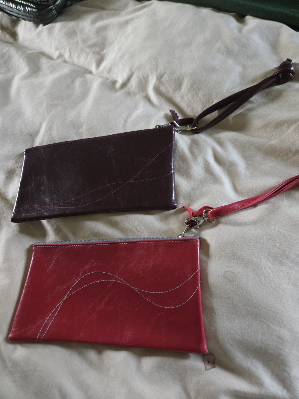 Vegan Leather Wine Colored Wristlet